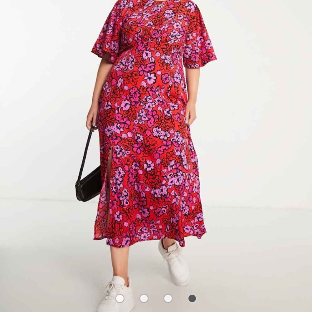 ASOS Red and Pink Midi Dress
